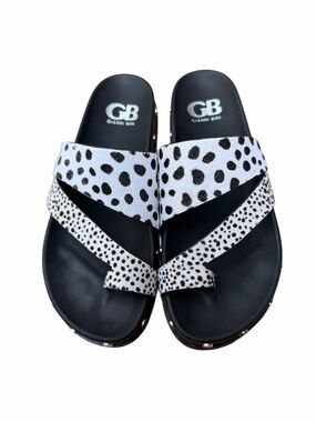Gianni Bini Black & White Spotted Cross-Strap Slide Sandals